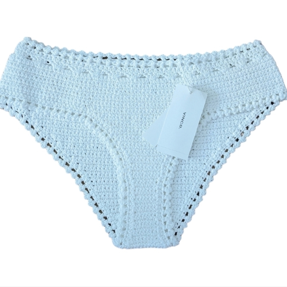 Vince Lounge Crochet Optic White Bikini Bottom NEW